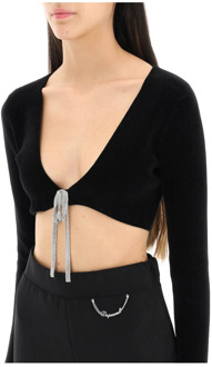 cropped cardigan in cotton chenille Alexander Wang , Black , Dames - M,Xs