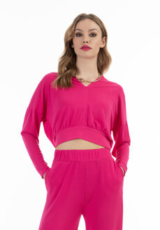 Cropped Long Sleeve Shirt Roze - M
