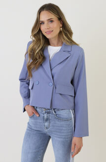 Cropped Pocket Blazer Jeansblauw