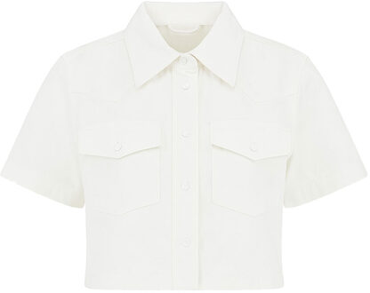 Cropped poplin blouse Spike  wit