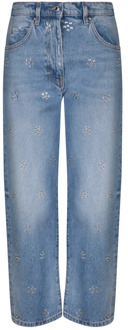 Cropped Regular Fit Jeans Msgm , Blue , Dames - XS