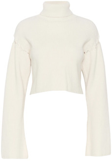 Cropped Rollneck Coltrui met Mouwdetails Gestuz , White , Dames - L,S