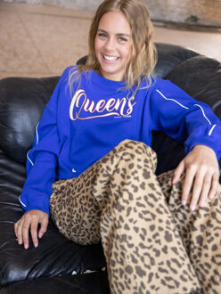 Cropped sweater blue queens voor meisjes in de kleur Blauw - 128