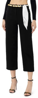 Cropped Trousers Elisabetta Franchi , Black , Dames - W28,W25,W27,W29