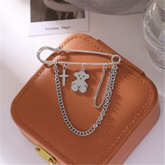 Cross Beer Broche Minimalistische Zilver Kleur Retro Punk Grote Pinnen Jongens En Meisjes Paar Hip Hop Lange Keten Jas Accessoires broche 1532-2