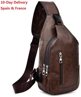 Cross-Border For Custom PU Shoulder Bag Men'S Charging Bag Men'S USB Chest Bag Diagonal Package Messenger Bag Chest New 2020