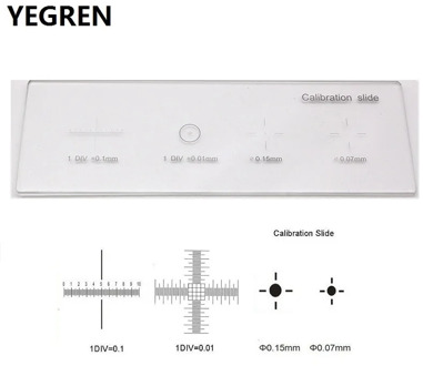 Cross Dot DIV 0.01 mm Stage Micrometer Calibration Slide Ruler with 4 Measurement Scales for Stereo Biological Microscope