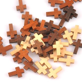 Cross Kralen Hout Diy Craft Supplies Opknoping Ornament Hanger Kids Onafgewerkte Houten Decoratie Kunsten En Ambachten 50Pcs M2575 15x22mm