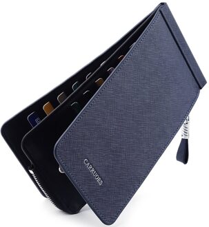 Cross Patroon Lange Rits Portemonnee Kaarthouder Dichtgeknoopt Portemonnee Mobiele Telefoon Dunne Tas Portemonnee Met Dubbele Rits Voor Mannen