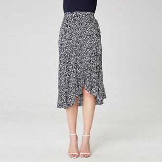 Cross-Ruffles en bloemenprintrok Wit