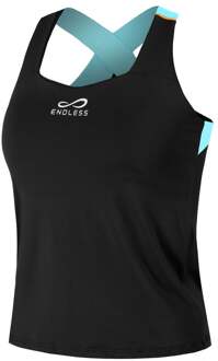 Cross Tanktop Dames-Zwart,Blauw - M