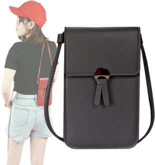 Crossbody Mobiel Beurs Vrouwen Touch Screen Zak Blokkeren Portemonnee Schouder Handtas Terug Touch Screen Mobiele Telefoon Zak donker grijs