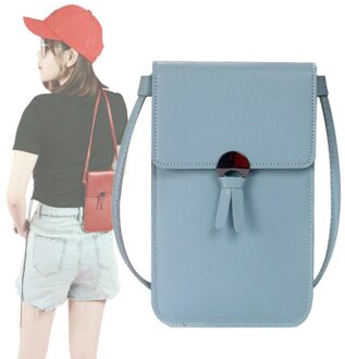 Crossbody Mobiel Beurs Vrouwen Touch Screen Zak Blokkeren Portemonnee Schouder Handtas Terug Touch Screen Mobiele Telefoon Zak lucht blauw