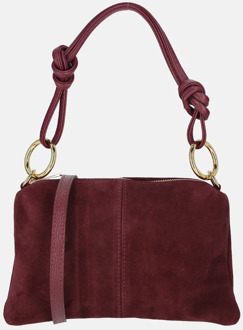 crossbody tas suede bordeaux Donker rood