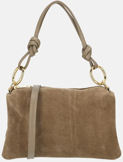 crossbody tas suede darktaupe
