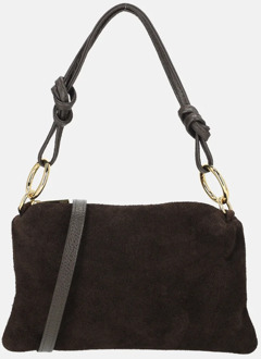 crossbody tas suede donkerbruin