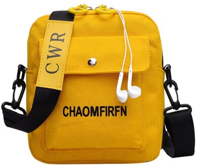 Crossbody Tassen Voor Vrouwen Canvas Koreaanse Mini Mobiele Telefoon Crossbody Tas Portemonnee Hoofdtelefoon Gat Schoudertas geel