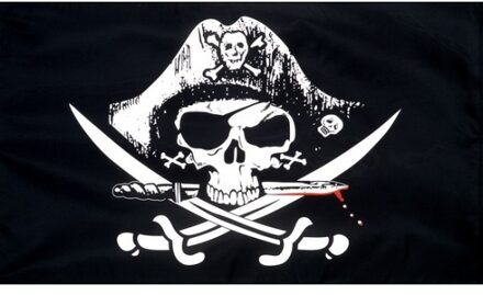 Crossed Sabres piratenvlag - 150 x 90 cm - Piraten thema versiering vlaggen - zwart