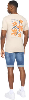 crosshatch Heren Bloemen T-Shirt (Licht Steen) - maat L Kaki