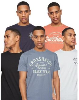 crosshatch Heren Brandax Geassorteerde ontwerpen T-shirt (5-pack) (Veelkleurig) Blauw en Grijs Multi - S
