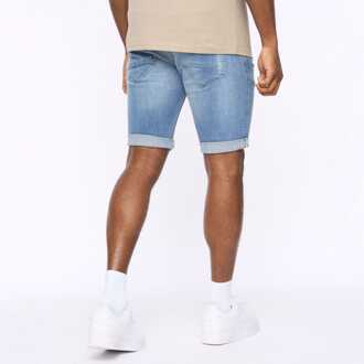 crosshatch Heren Crosshatch Riptrey Scratch Detail Denim Shorts in Blauw
