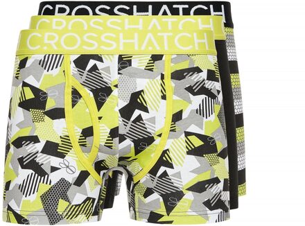 crosshatch Heren Crystaline Boxershorts (Set van 3) (Kalk) - maat S Groen