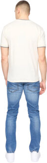crosshatch Heren Deuxtip T-Shirt (Off White) Gebroken wit