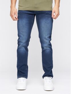 crosshatch Heren Farrowed Stretch Jeans (Donkere wasbeurt) Navy/blauw - 34 Kort