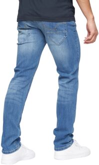 crosshatch Heren Farrowed Stretch Jeans (Stone Wash) Navy/blauw