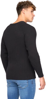 crosshatch Heren Kramtax Gebreide Raglan Pullover (Zwart)