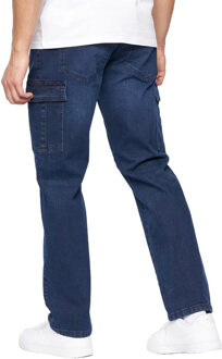 crosshatch Heren Kremtap Cargo Jeans (Donkere wasbeurt) Navy/blauw