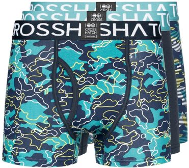 crosshatch Heren Linamo MVE Open Fly Boxershorts (Set van 3) (Teal) - maat XL Groenblauw
