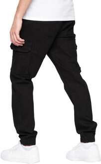 crosshatch Heren Malimore Gesloten Enkellange Cargo Jeans (Massief zwart) Zwart en Gebroken Wit