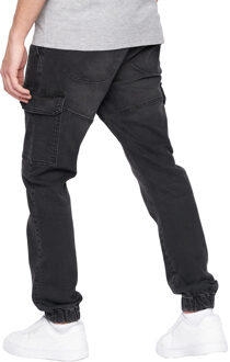 crosshatch Heren Malimore Gesloten Enkellange Cargo Jeans (Zwart wassen)