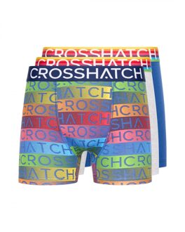 crosshatch Heren Rainbow Mix Boxershorts (Set van 3) (Blauw)