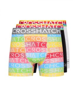crosshatch Heren Rainbow Mix Boxershorts (Set van 3) (Grijs)