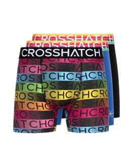 crosshatch Heren Rainbow Mix Boxershorts (Set van 3) (Zwart)