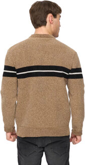 crosshatch Heren Roundall Chenille Gebreide Trui (Taupe) - XL