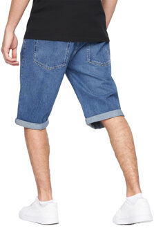 crosshatch Heren Tillforth Denim Casual Shorts (Stone Wash) Navy/blauw