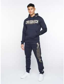 crosshatch Men's Crosshatch Doddington Hoodie in Blue Blauw