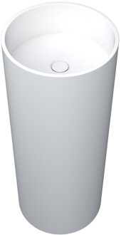 Crosstone Wendy vrijstaande wastafel 36x36x90cm solid surface rond mat wit CTWL115743 Wit mat