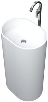 Crosstone Wendy vrijstaande wastafel 53x38x90cm solid surface ovaal mat wit CTWL114359 Wit mat