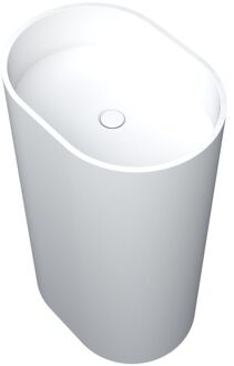 Crosstone Wendy vrijstaande wastafel 53x38x90cm solid surface ovaal mat wit CTWL114359 Wit mat