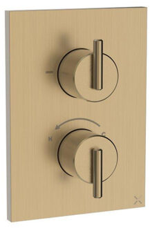 Crosswater 3ONE6 Inbouwthermostaat - thermostatisch - 1 functie - met inbouwdeel - geborsteld messing TLCB1000LBPSF Messing geborsteld gecoat (goud)