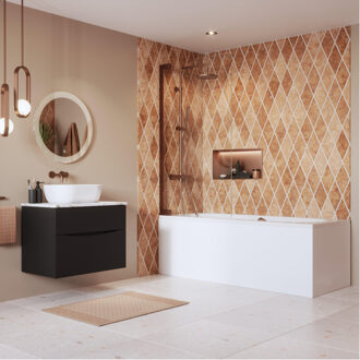 Crosswater Asura scharnierend badscherm - 90x150cm - geborsteld brons AUBSBZC0900 Brons geborsteld