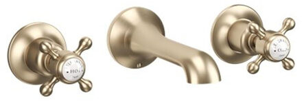 Crosswater Belgravia Wastafelkraan - inbouw - 3 gats - kruisgreep - 14.1cm uitloop - geborsteld messing BL131WNF Messing geborsteld (goud)