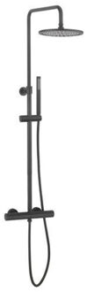 Crosswater Central thermostatische regendouche met staafhanddouche zwart mat RM531WM