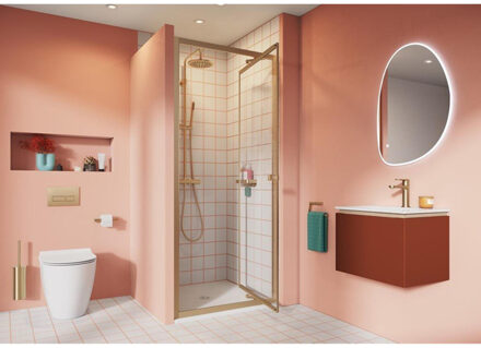 Crosswater Clear 6 douchedeur - 76cm - in profiel draaiende deur - messing geborsteld CAIDFC0760 Messing geborsteld geanodiseerd (goud)