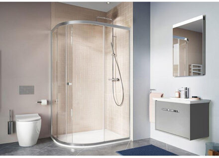 Crosswater Clear 6 kwartronde douchecabine met 1 schuifdeur 120x90x195cm 6mm helder veiligheidsglas zilver CAQSSC12X9