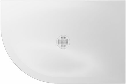 Crosswater Creo Offset Douchebak - 120x80x2.5cm - kwartrond - links - wit CRQ800X1200LHW Wit glans